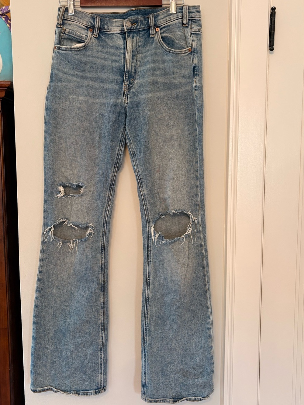 GAP Light Blue Distressed Flare Jeans